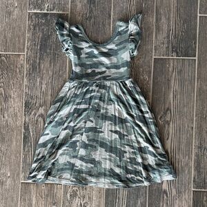 Little Sleepies Green Camouflage Ruffle Dress